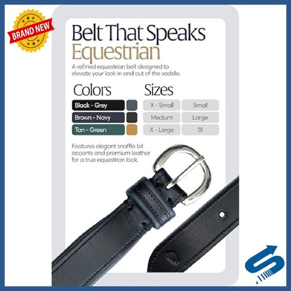 Leather Equestrian Riding Belt with Bit Design, Multiple Sizes